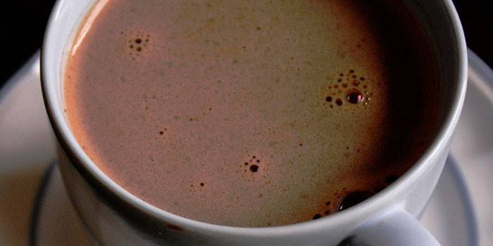 Chocolate quente em um copo