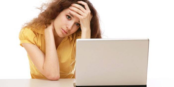 Menina, com, um, laptop