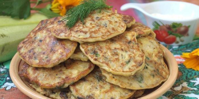 Tortitas de calabacín con champiñones