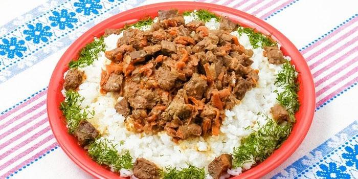 Fígado de Carne Cozido com Arroz