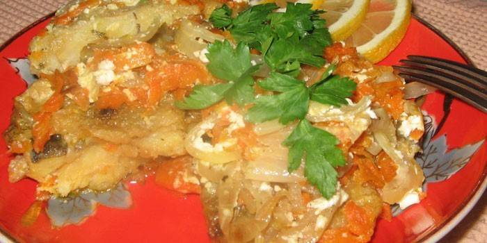 Lenguado estofado con verduras