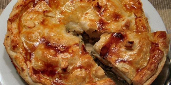 Quiche con champiñones secos