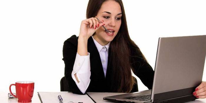 Menina, com, um, laptop