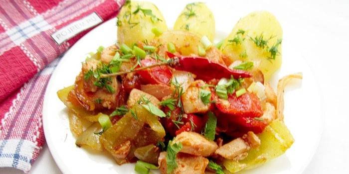 Con verduras en un plato