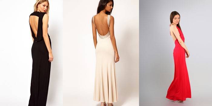 Silhueta de vestidos de noite no chão
