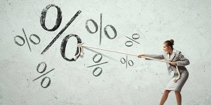 Dievča a znak percenta