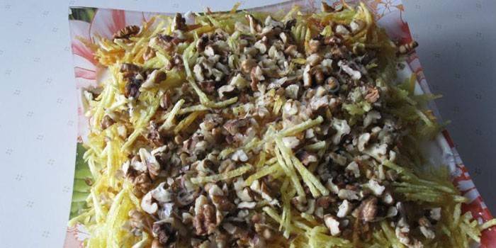 Salada de cogumelos e presunto