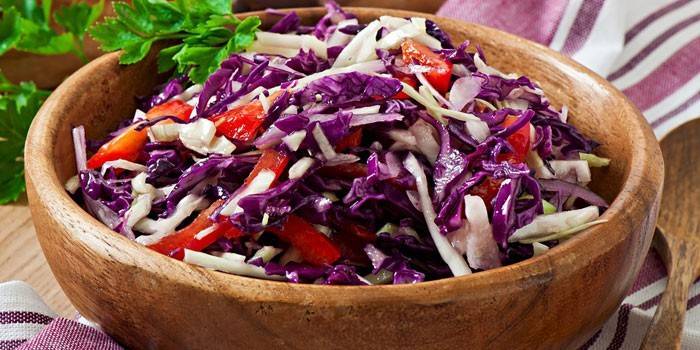 Ensalada de repollo rojo y pimiento
