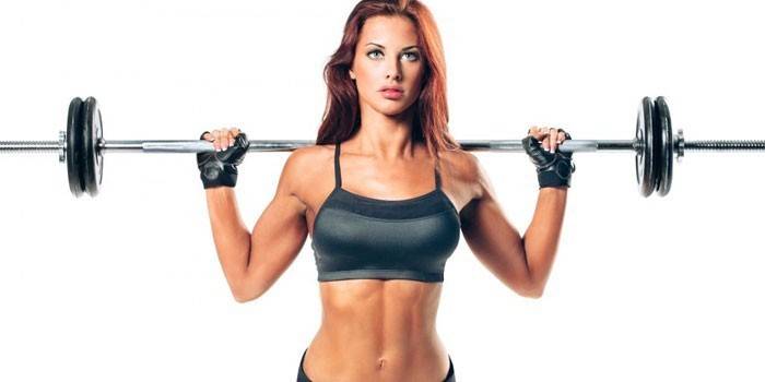 Menina, com, um, barbell