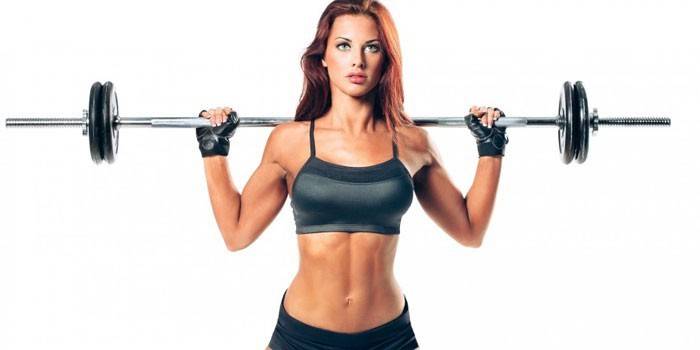 Menina, com, um, barbell