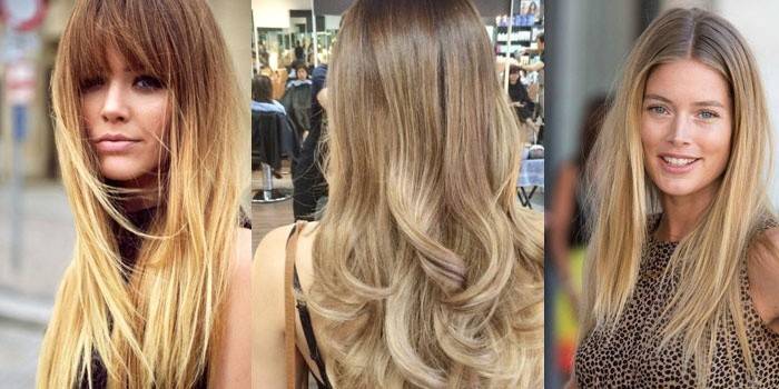 Foto de chicas con el pelo largo teñidas con la técnica balayazh