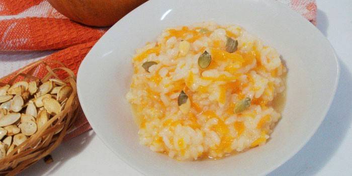 Mingau de abóbora e arroz na água