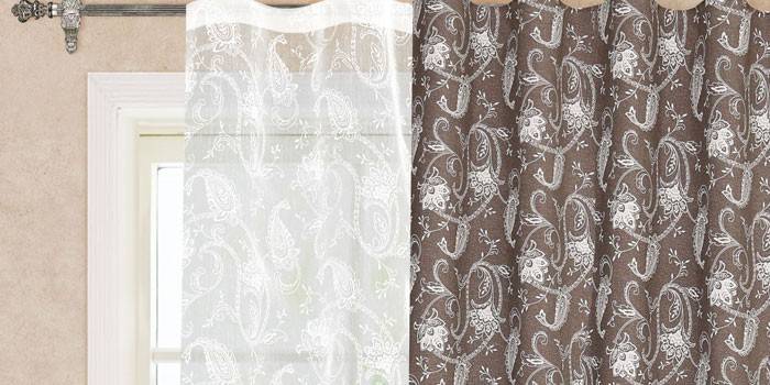 Conjunto de cortinas y tul con estampado floral Garden С11001-W2001V11