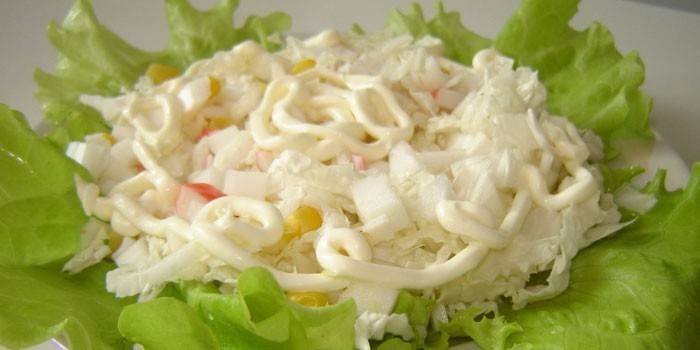 Ensalada de cangrejo de col de Pekín antes de servir