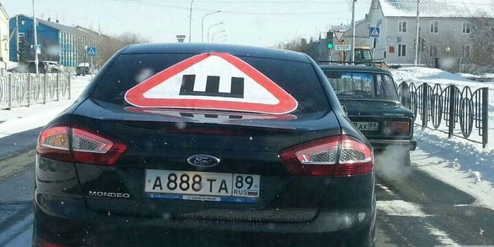 Nálepka Spikes na zadnom okne automobilu