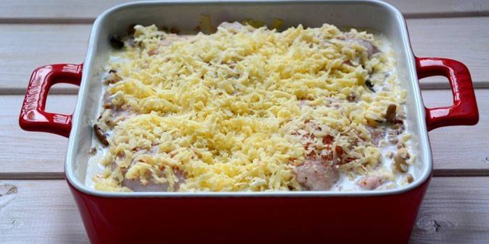 Frango de trigo sarraceno com queijo