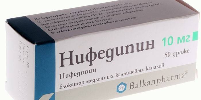 Nifedipínové tablety v balení