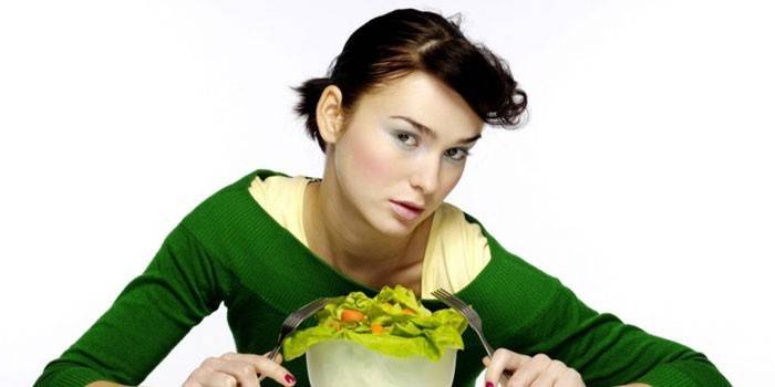 Menina, comer salada
