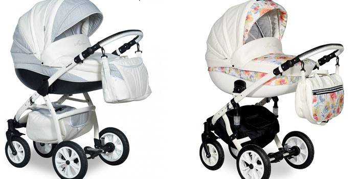 Dois modelos de carrinhos de bebê Indigo Madonna