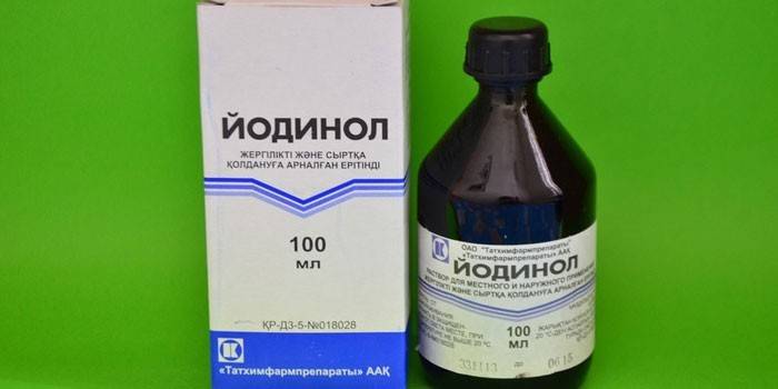 A droga Iodinol em uma jarra