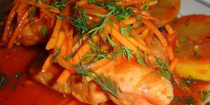 Filé de peixe com legumes