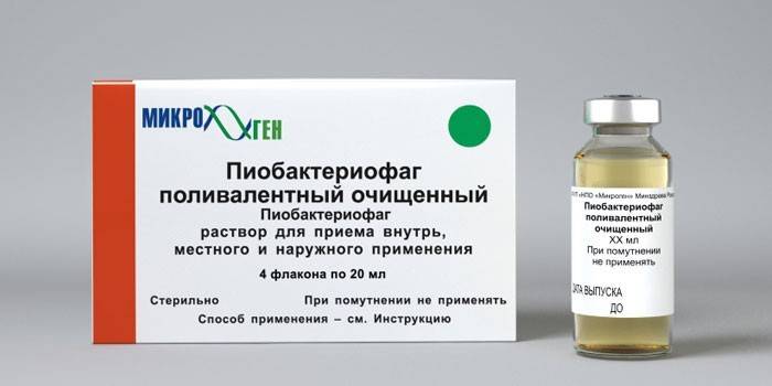 Frasco com solução de Pyobacteriophage
