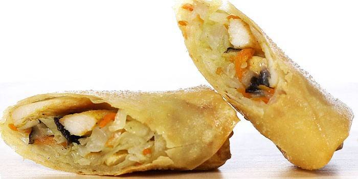 Rolinhos primavera frito recheado com frango