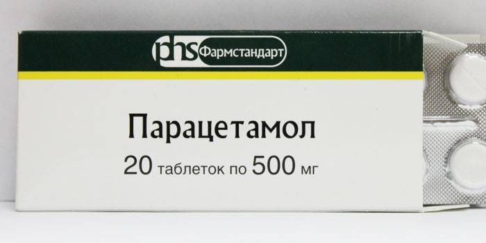 Tabletas de paracetamol por paquete