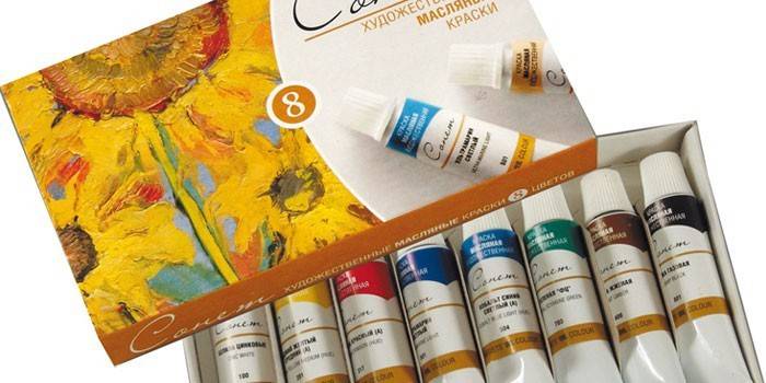 Conjunto de ocho colores de pinturas al óleo Sonnet