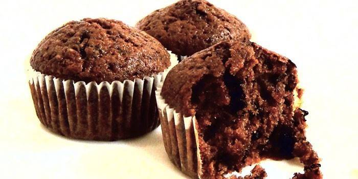 Muffins de masa de kéfir de chocolate