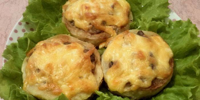Rodajas de calabacín rellenas de carne picada