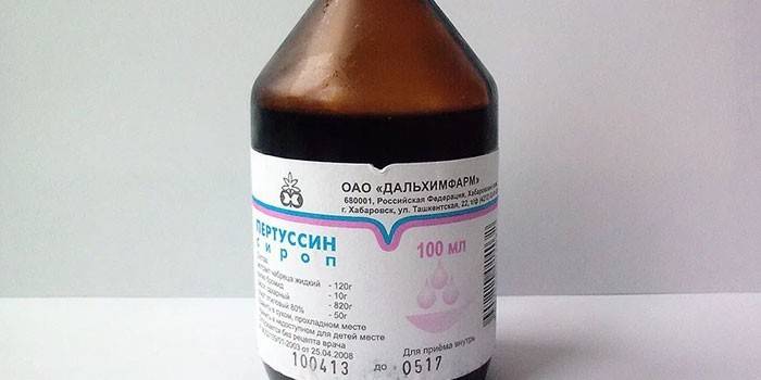 Pertussínový sirup vo fľaši