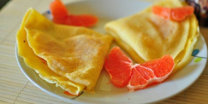 Panquecas de fitness com toranja
