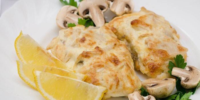 Cerdo al horno con champiñones