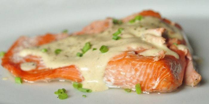 Salmón rosado en salsa cremosa