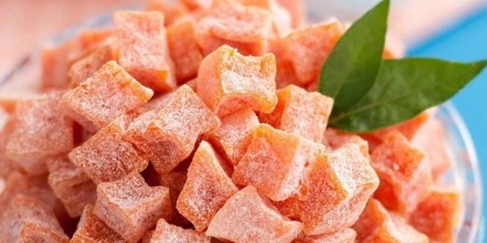 Abóbora cristalizada em açúcar de confeiteiro