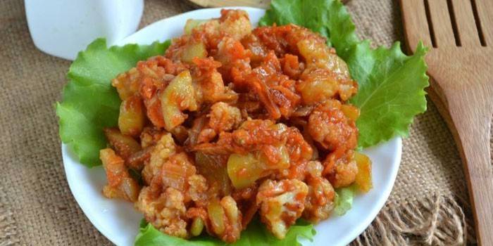Estofado de calabacín, verduras y carne picada