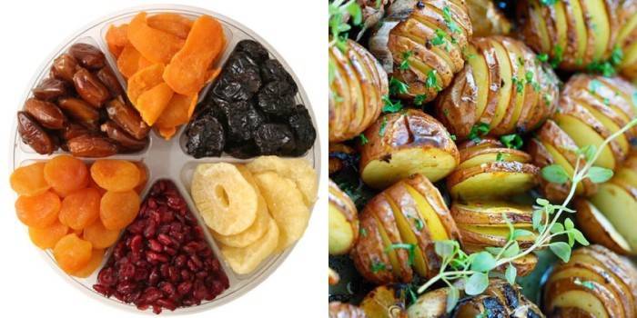 Pieczony ziemniak ze skórką i suszonymi owocami