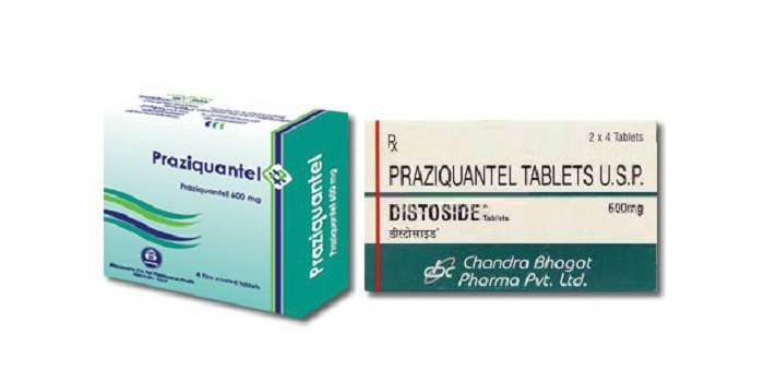 Praziquantel en paquetes