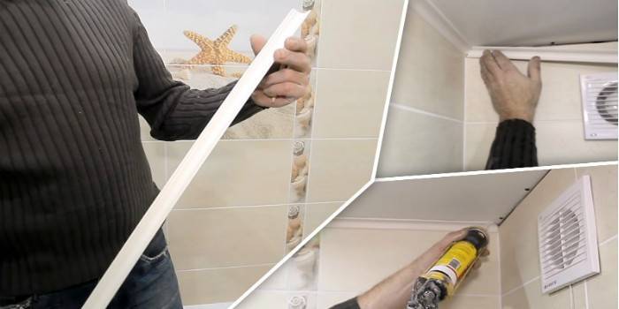 Furando em unhas líquidas de um rodapé de plástico