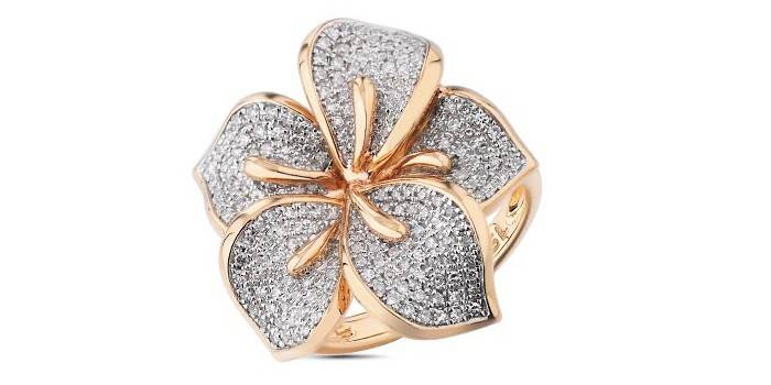 Anel de ouro rosa SUNLIGHT com cacos de diamantes