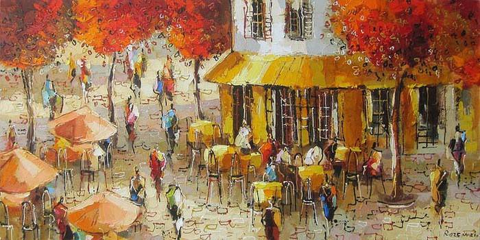 Pintura a óleo paisagem da cidade
