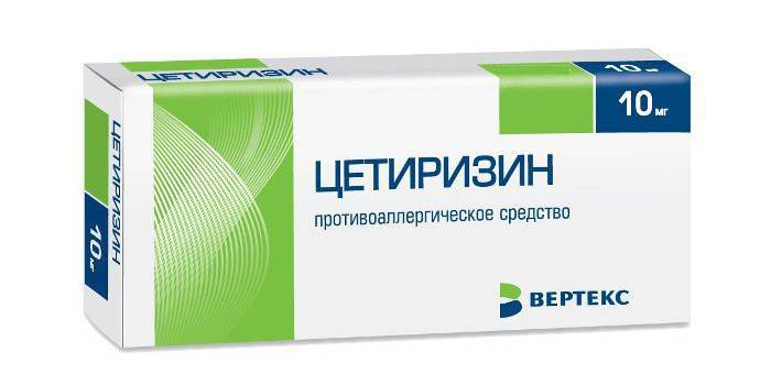 Embalagem da droga Cetirizine