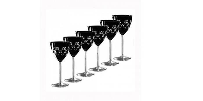 Copas de champán de cristal negro Ajka