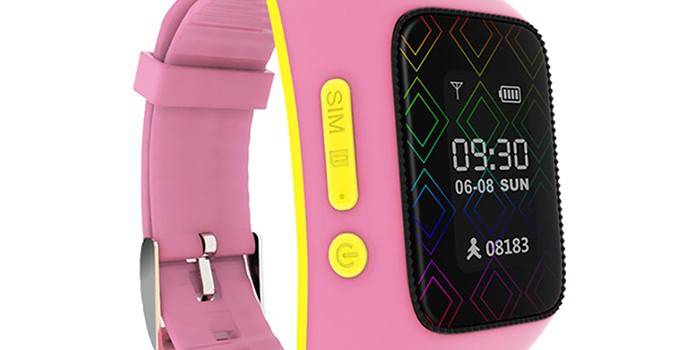 Relógio rosa para meninas com um cartão SIM
