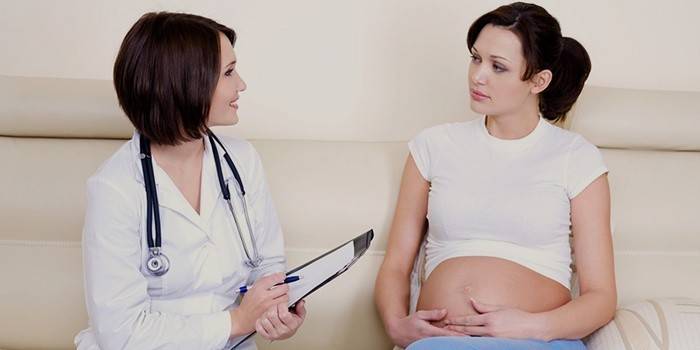 Terapeuta falando com uma mulher grávida
