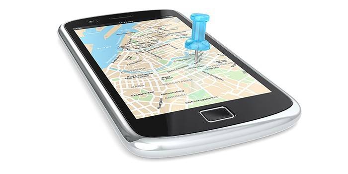 Mobilný telefón s mapovou značkou