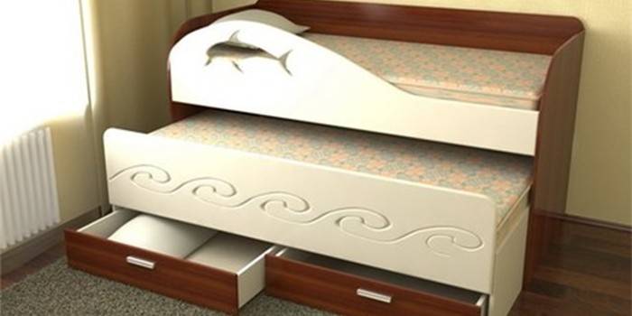 Cama de casal Dolphin com gavetas