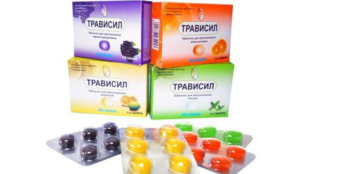 Balenie tabliet Travesil s rôznymi príchuťami