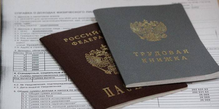 Książka pracy, zaświadczenie o wynagrodzeniu i paszport obywatela Federacji Rosyjskiej